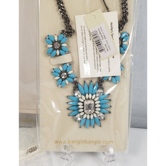 Amrita Singh Women Turquoise Ivory Rhinestone Necklace Southwestern Chunky - Picture 8 of 16